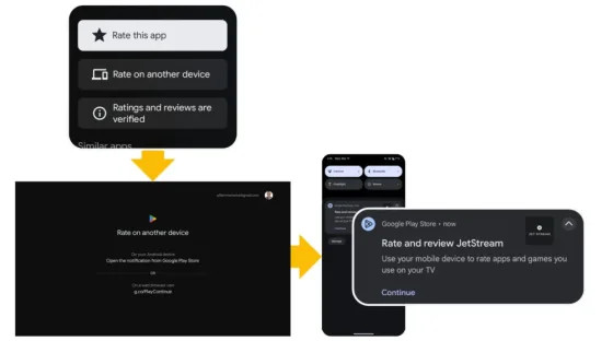 Приложения в Google TV тоже стали просить оставить отзыв и оценку