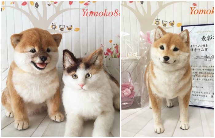 Собаки и кошки из валяной шерсти