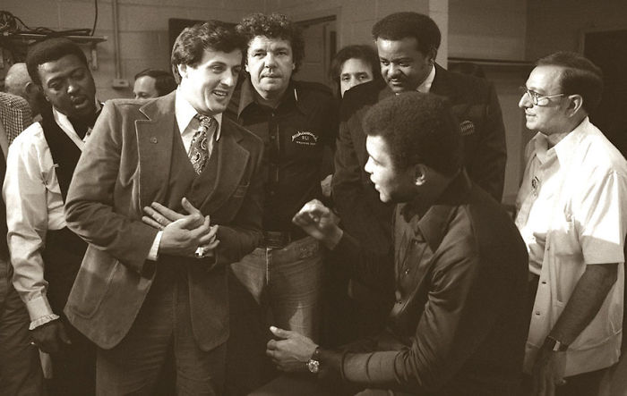 Sylvester Stallone, Who Was Inspired To Write Rocky After Seeing The Muhammad Ali/Chuck Wepner Fight In 1975, Meets Ali In The Locker Room To Wish Him Luck Before The Fight