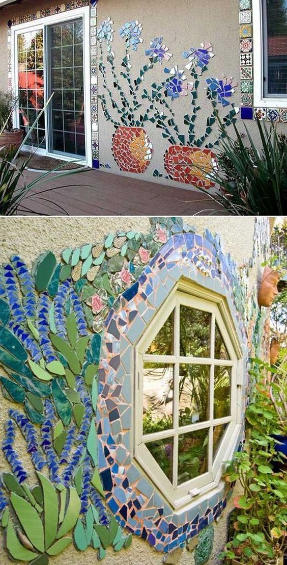 Битая плитка: 55 бюджетных вариантов стильного декора двора для дома и дачи,идеи и вдохновение
