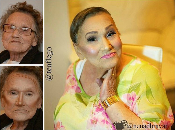 80-летняя бабушка с макияжем 