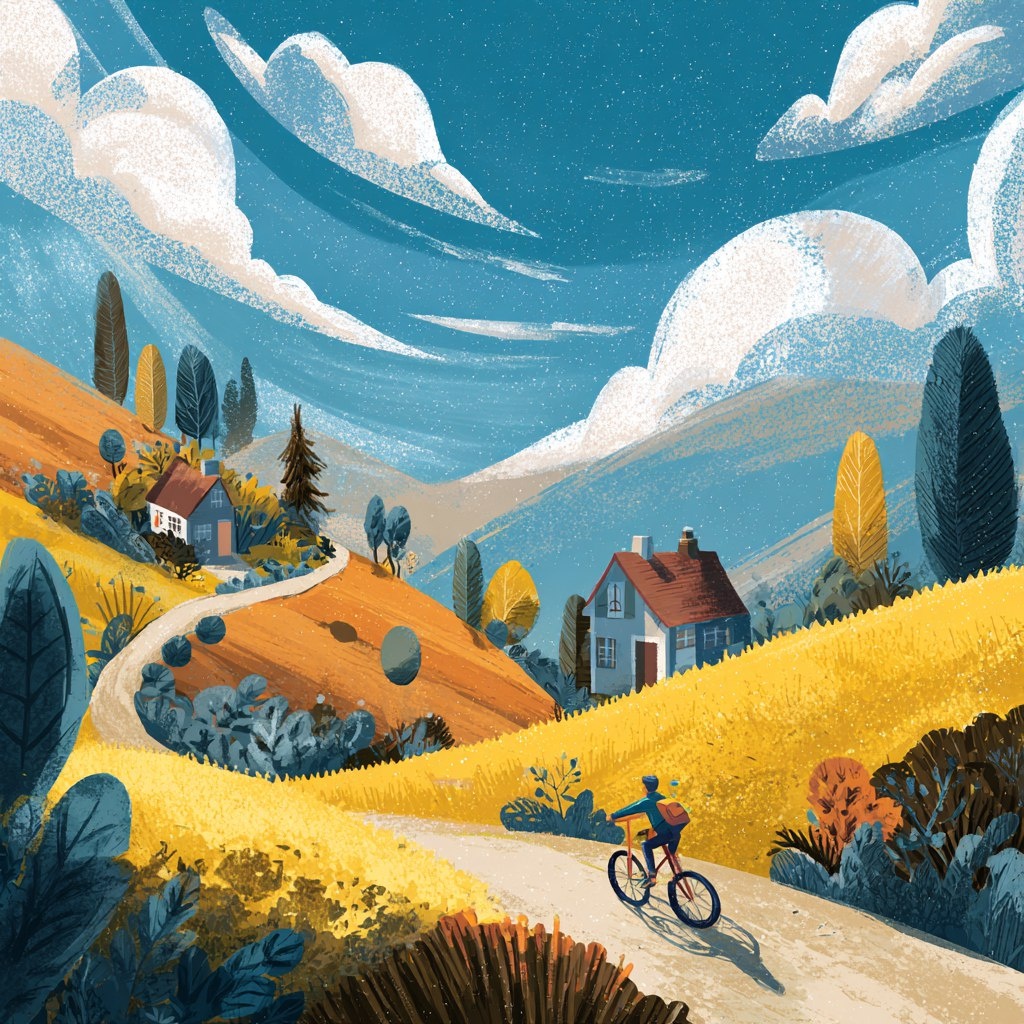 Велосипедные прогулки дарят море удовольствия. Моя иллюстрация с помощью нейросетй