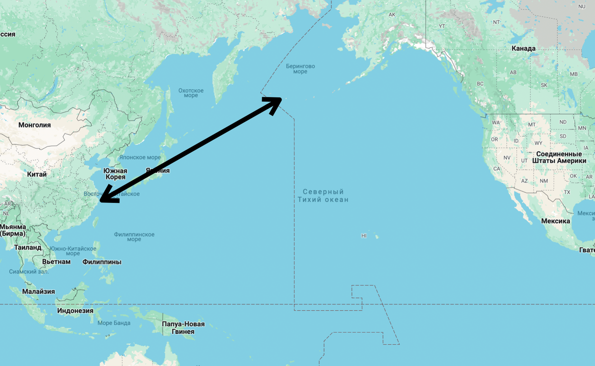 Прямое расстояние между Китаем и США – порядка 10 тысяч километров через Тихий океан. Это очень много. В подобном промежутке уместилась бы Россия.-2