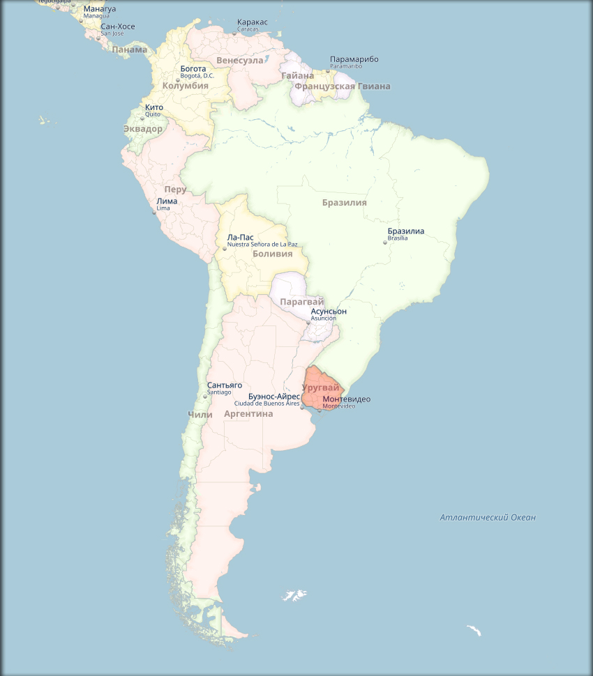 Уругвай столица на карте. Аргентина на карте Южной Америки. Монтевидео на карте Латинской Америки. Гвиана на карте Латинской Америки. Аргентина на карте Латинской Америки.