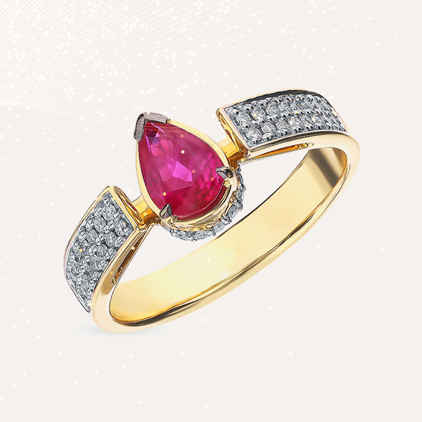 Кольцо JF Carat, желтое золото, рубин, бриллианты