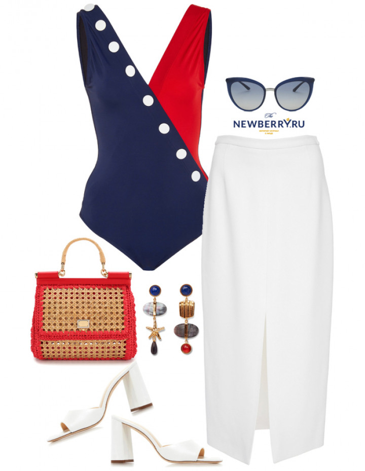 Летнее комбо: сочетаем слитный купальник и юбку в модных сетах