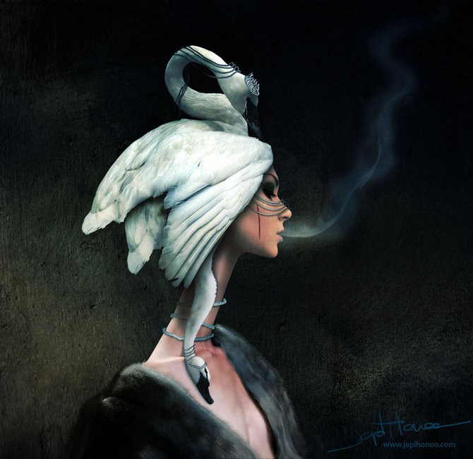 Девушка-лебедь. Автор работ: Япи Хону (Japi Honoo).