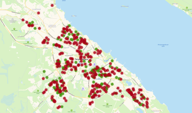 Карта распространения коронавируса в петрозаводске на сегодня