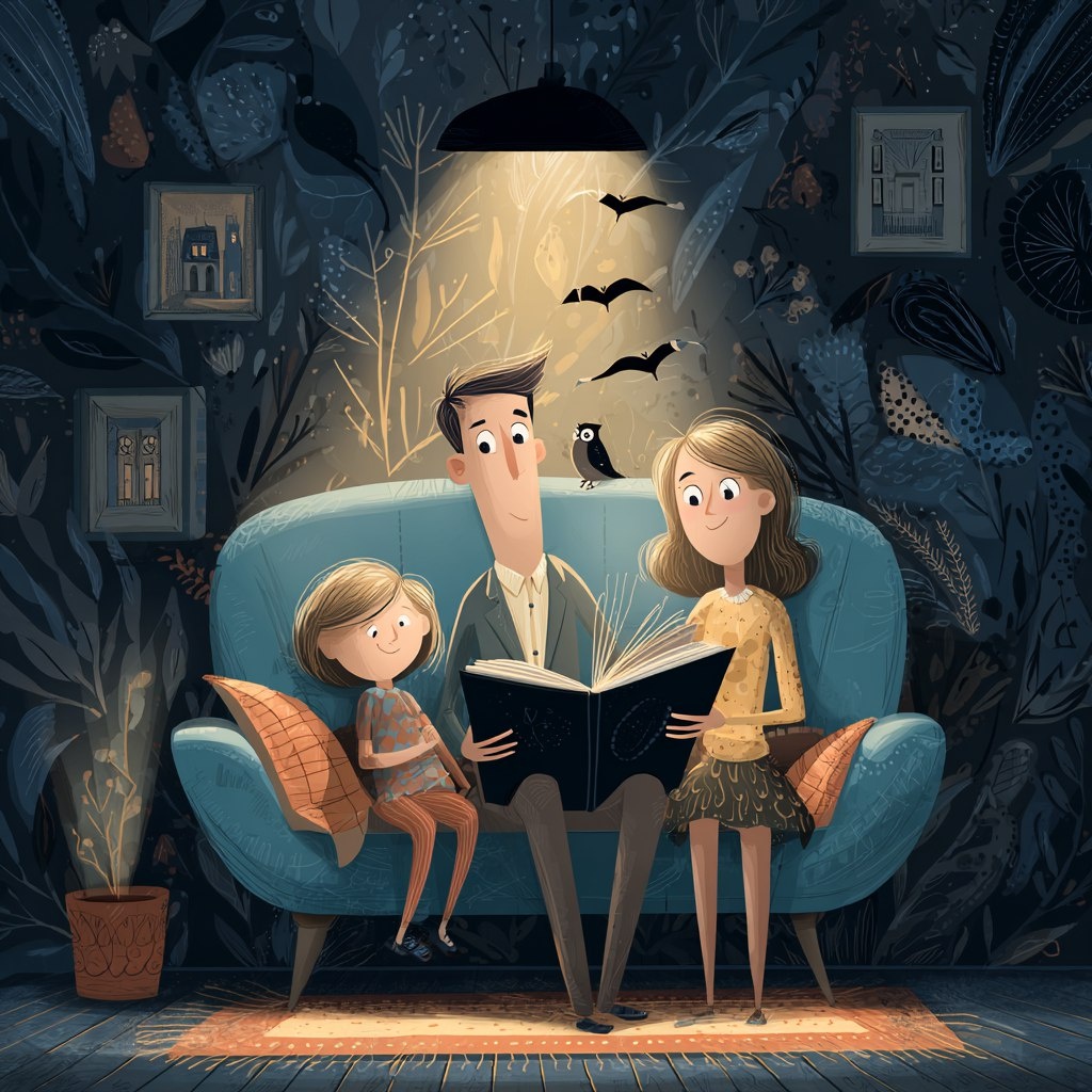 Вечер с семьей - чудесно для мозга. Моя иллюстрация с помощью нейросетей