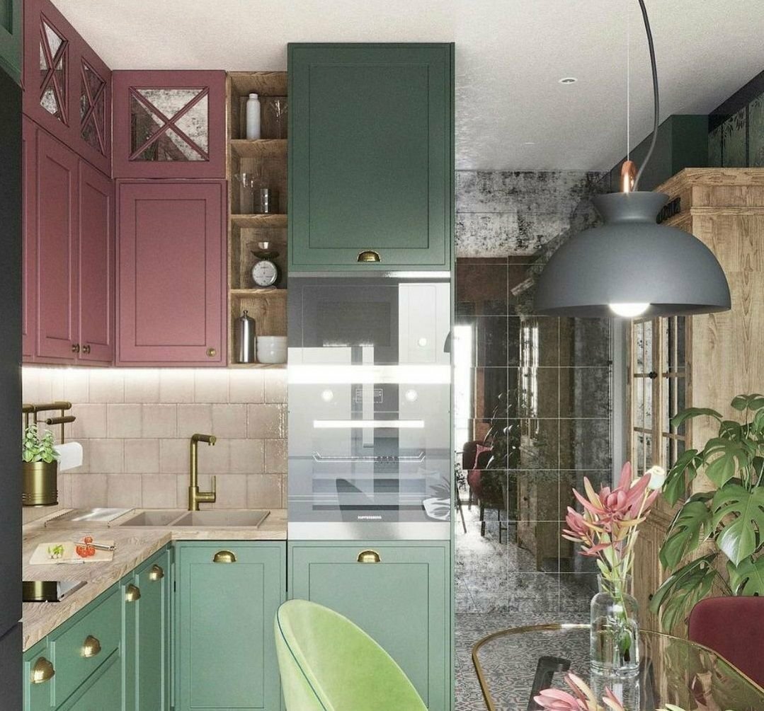 Яркий и запоминающийся дизайн кухни 8 кв.м с фотообоями идеи для дома,интерьер и дизайн