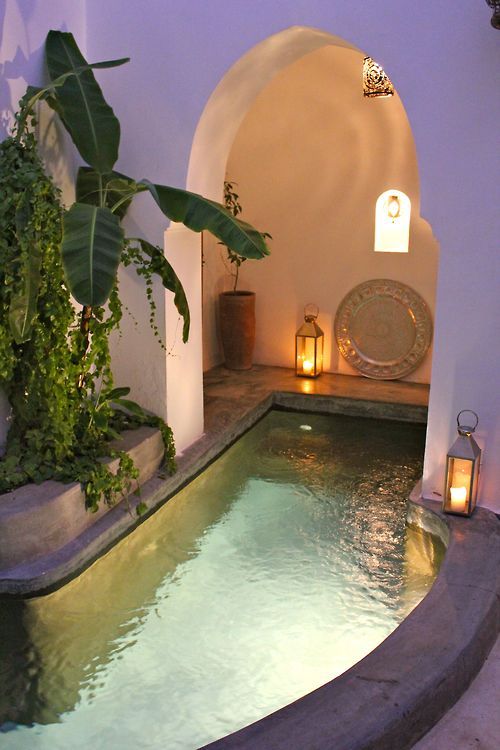 11 a small pool with inner lights is a great choice to swim at night too