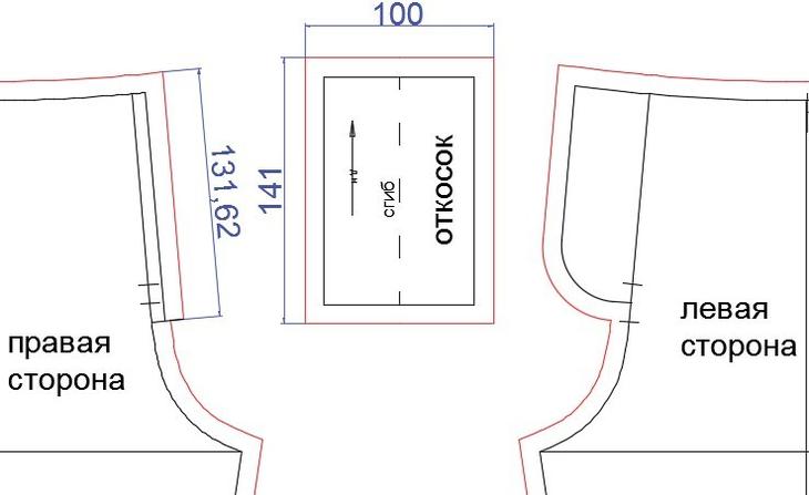 Выкройка гульфика для пошива женских брюк, вариант 3