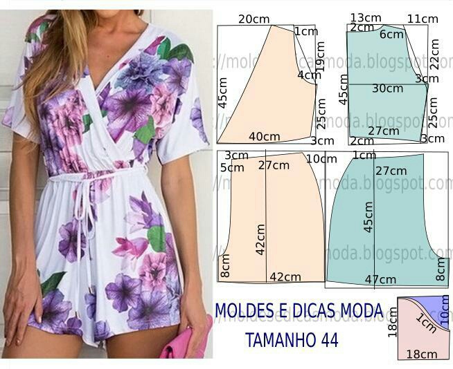 Летний комбинезон с запахом и рукавчиками