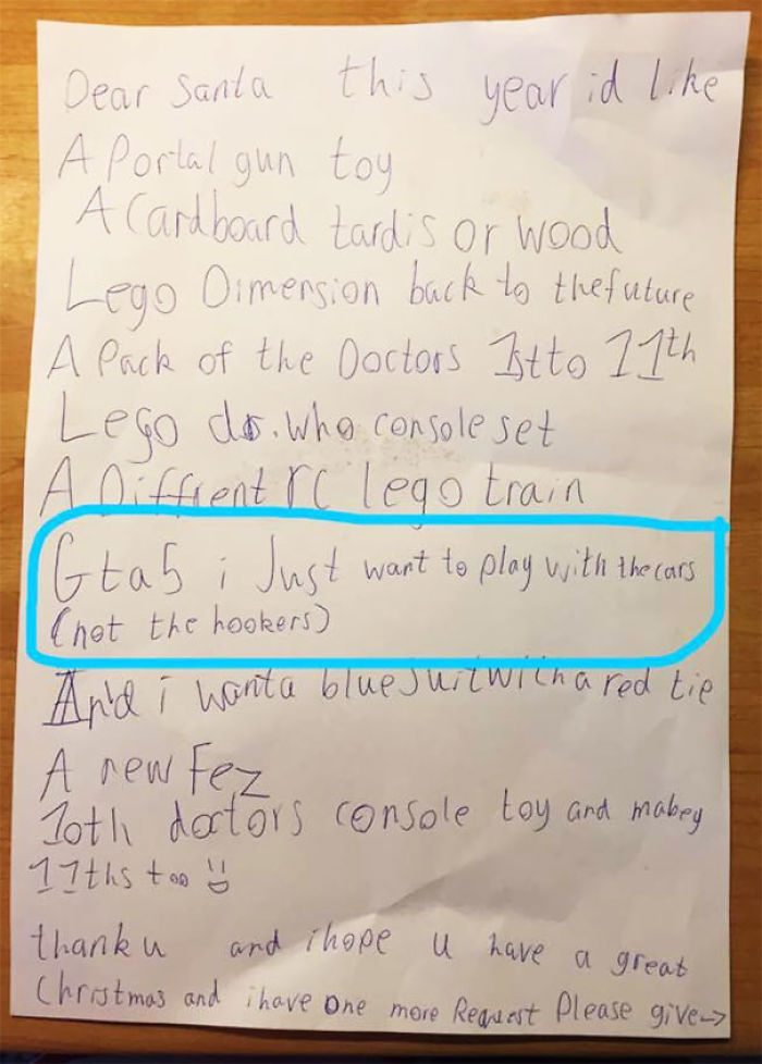 5-Year-Old Letter To Santa Asking For GTA V: 