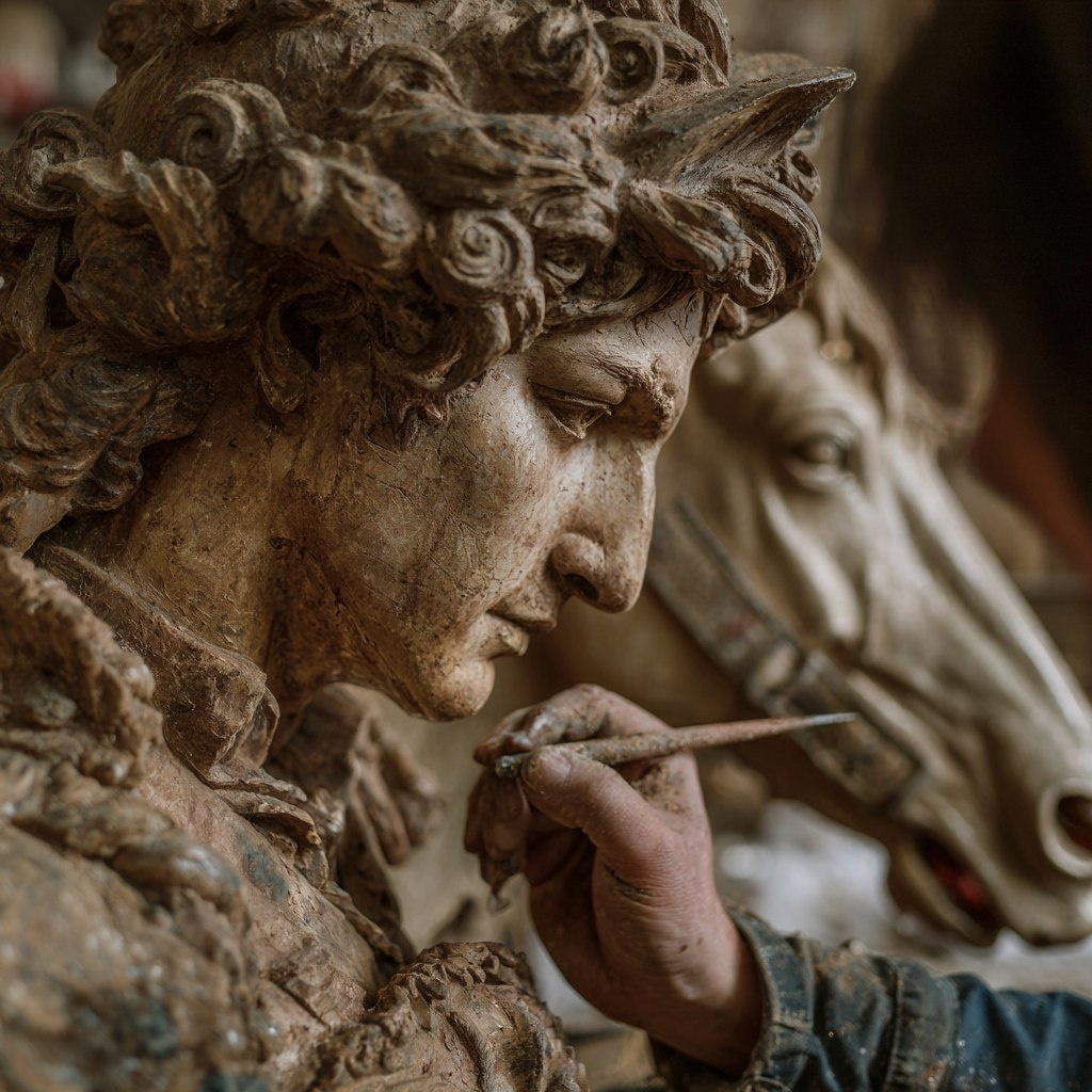 Скупльптор создает рукотворное чудо. Моя фантазия с помощью нейросетей