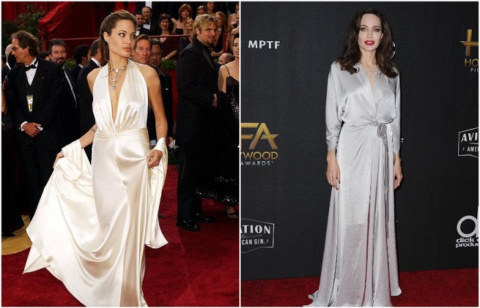 Анджелина Джоли в роскошных платьях из атласа