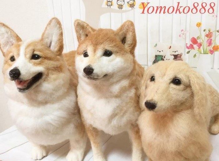 Собаки и кошки из валяной шерсти