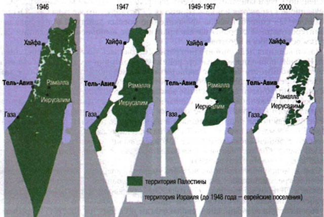 Палестина и израиль карта до и после