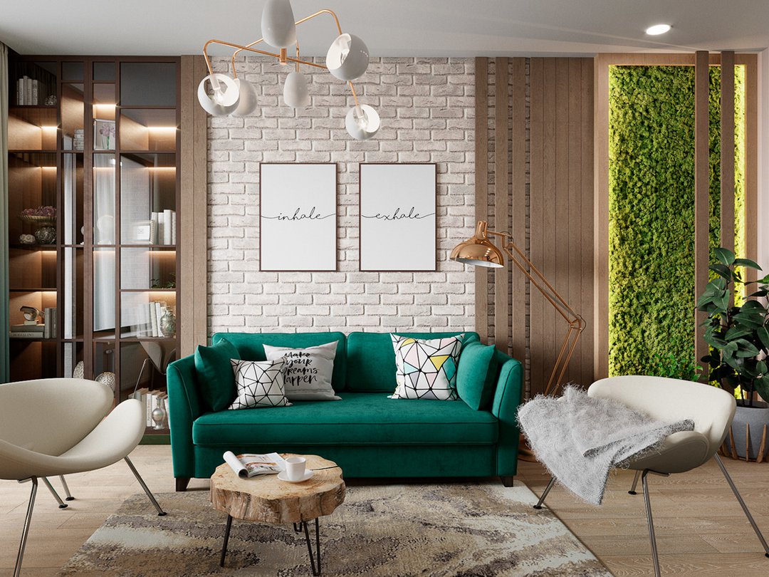 Если вы любите зеленый...Современная трехкомнатная квартира с зелеными акцентами идеи для дома,интерьер и дизайн