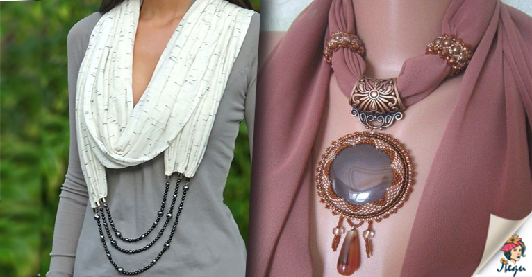 Двадцать восхитительных образов шарфов с бижутерией: 3 видео урока