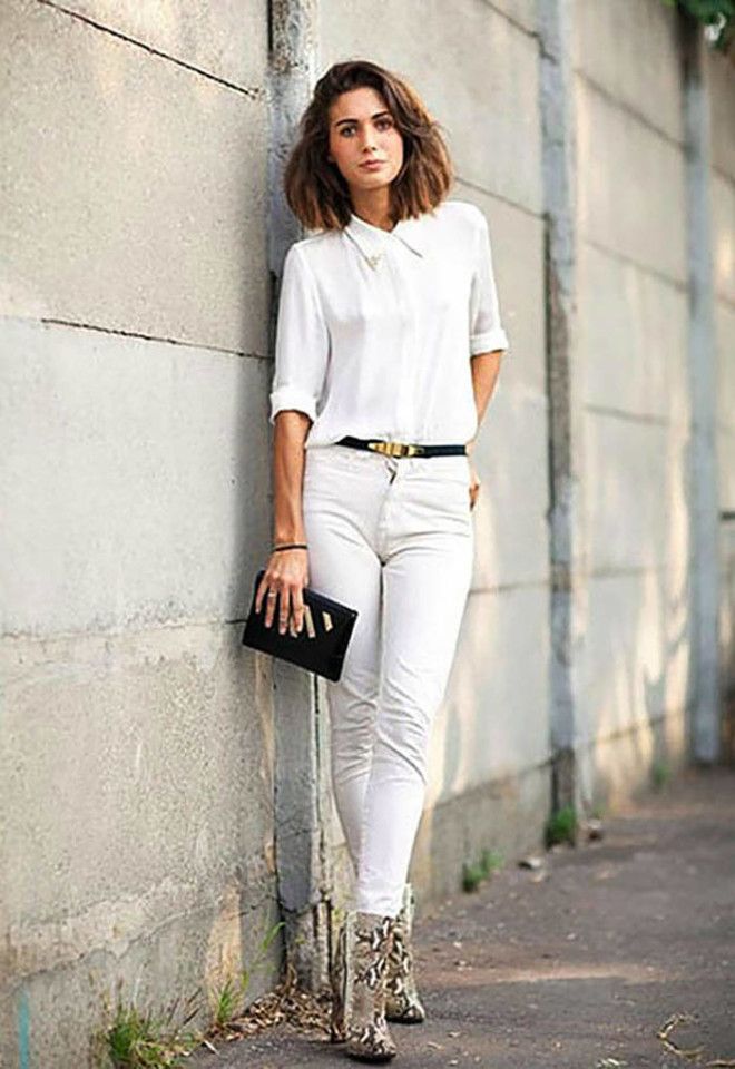 Тренды 2019 4 образа с белыми джинсами и брюками
