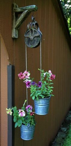 small pulley with buckets and flowers - Google Search