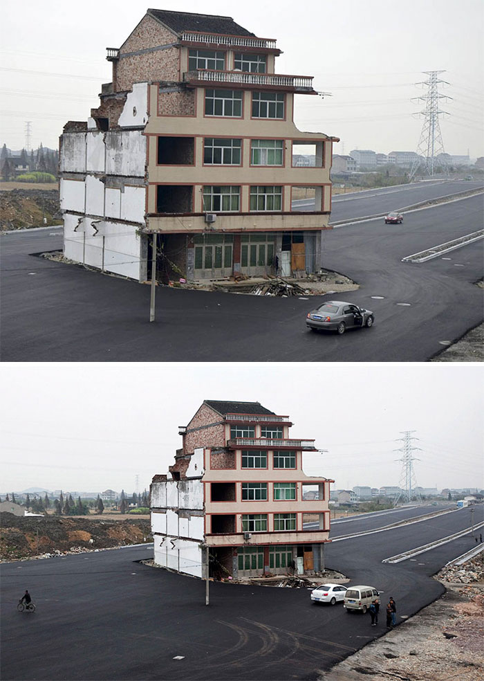 China’s Government Paved A Highway Around These Stubborn Homeowners. The Residents Eventually Moved Out But The House Had Become A Symbol Of Resistance Against Developers 