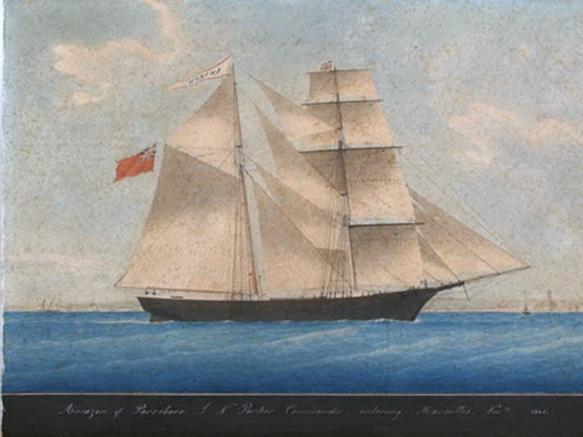 Рисунок судна «Амазонка». Позже переименован в «Марию Целесту». 1861 год