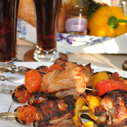 Свиные ребрышки BBQ с овощами