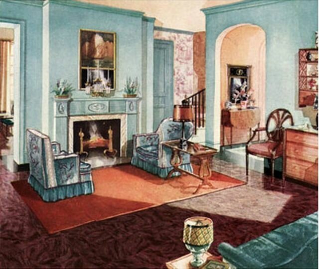 Как выглядели интерьеры американцев 100 лет назад интерьер,история