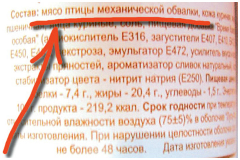 Мясо механической обвалки - не там никакого мясо. Это обрезь, кости, хрящи, шкурки, пропущенные через пресс. интересное, обман, покупатели, товары, этикетки