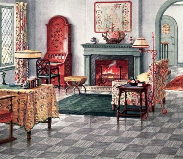 Как выглядели интерьеры американцев 100 лет назад интерьер,история