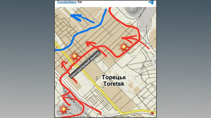    Торецк бурлит//Скриншот страницы ТГ-канала Condottiero