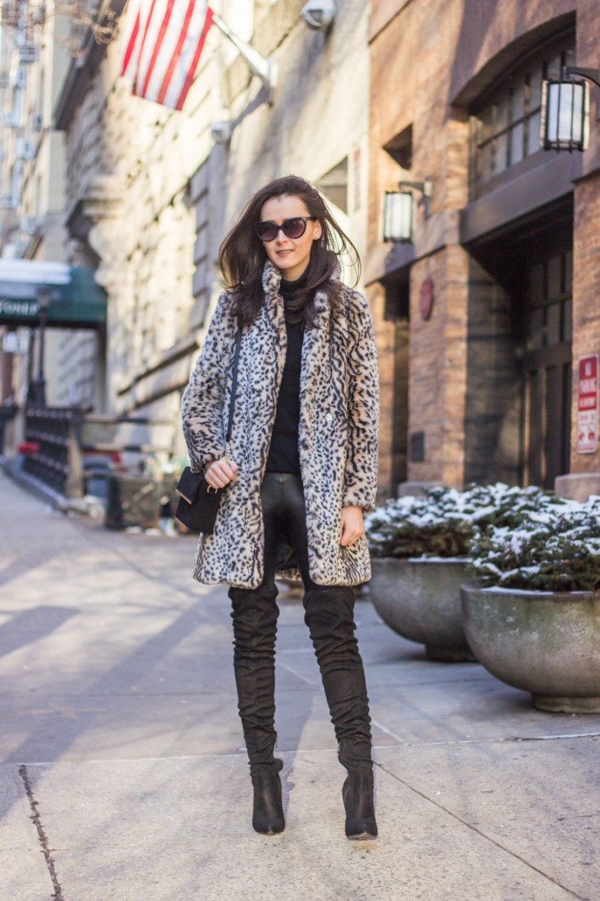 NYC Blogger: faux fur coat and over the knee boots 12