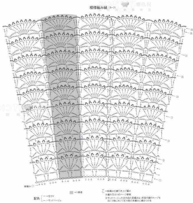 Узор для юбки крючком схема на расширение