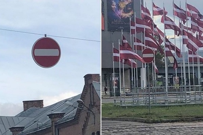 Гражданин Латвии, перепутавший дорожный знак с государственным флагом, отделался штрафом 