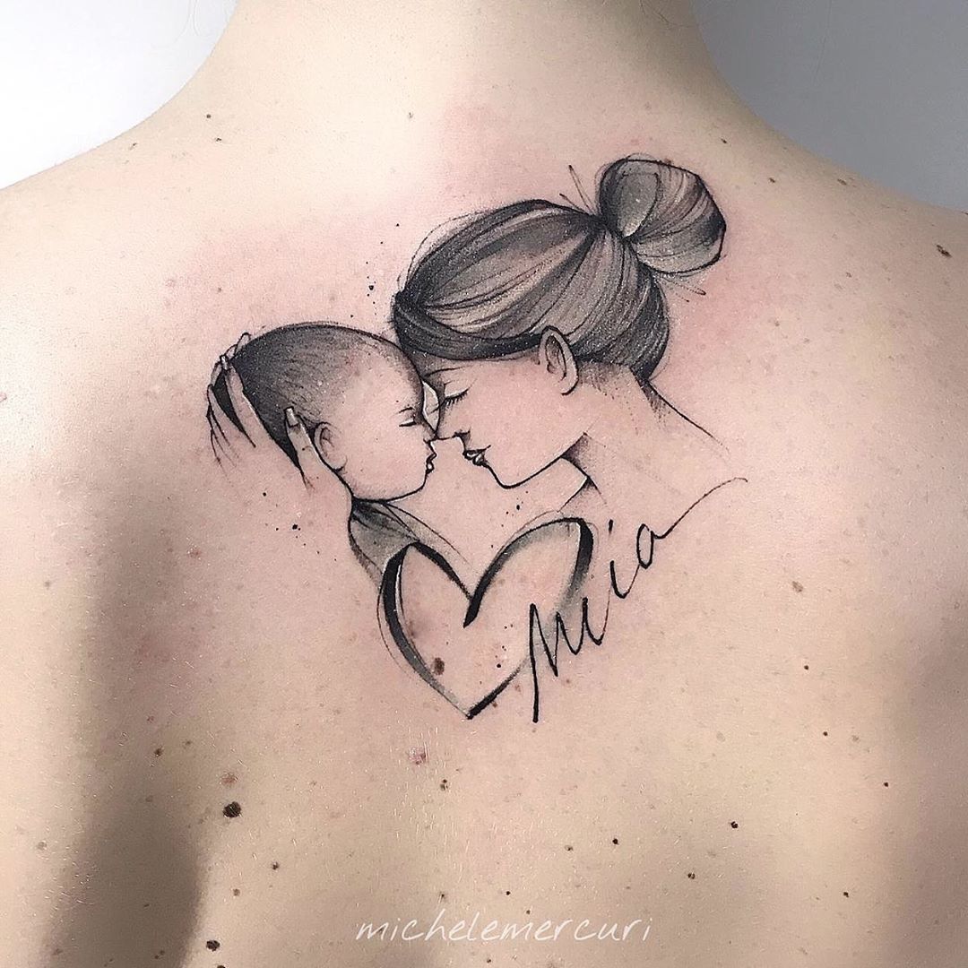 Татуировки в виде матери и ребёнка фото 33