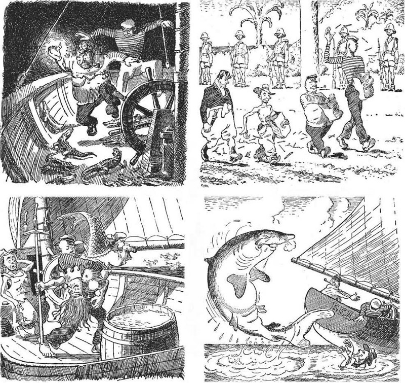 Картинки из советской книги детства "Приключения капитана Врунгеля", 1957 врунгель, капитан, книга, рисунки