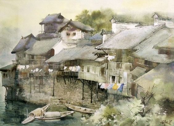 Художник Liu Feng Lan акварель