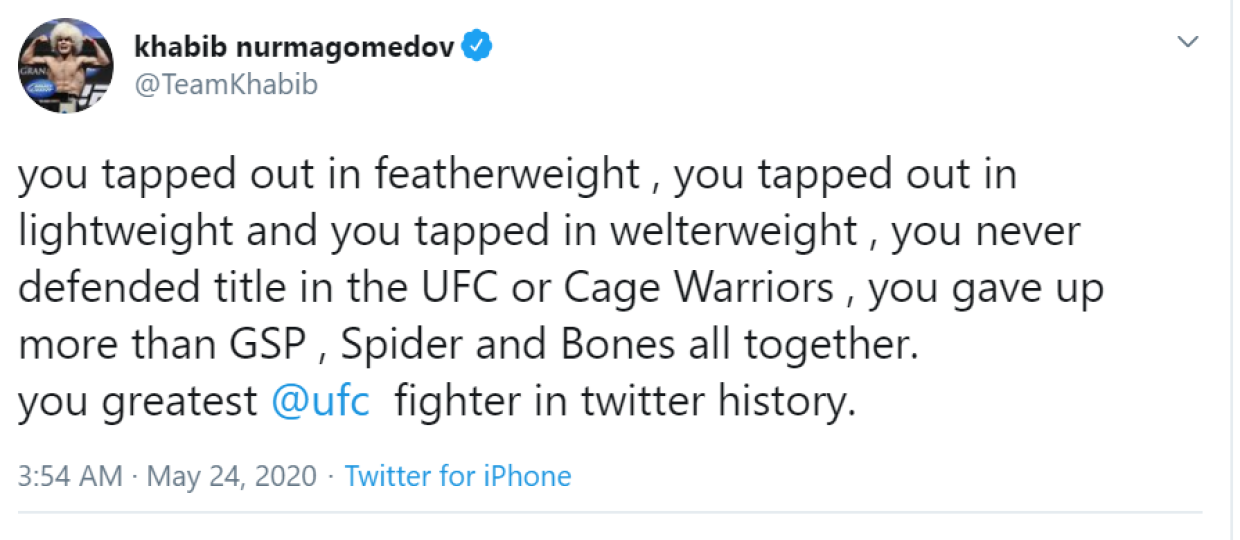 Нурмагомедов высмеял Макгрегора за его рейтинг сильнейших бойцов в истории