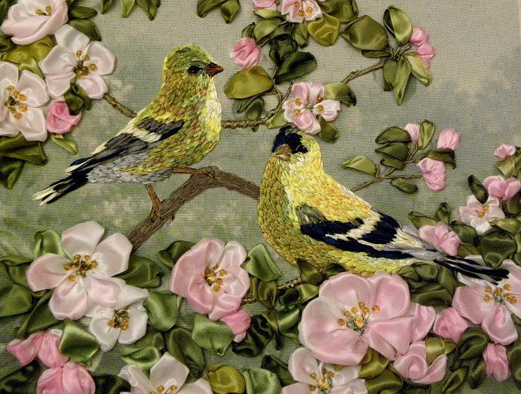 Вышивка лентами: чудесные идеи с птичками которыми, властно, времяИ, таких, вещей, вышивка, лентами           