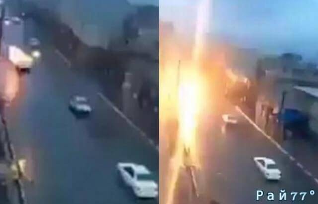 Молния ударила в едущий по трассе автомобиль авто, видео, молния