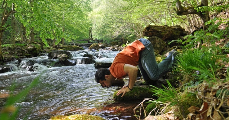 Clean unpolluted water in the river,