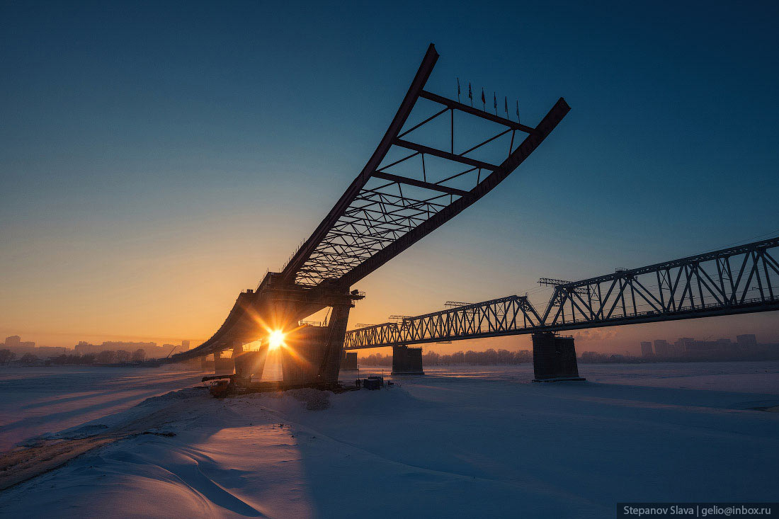 Строительство четвёртого моста через Обь в Новосибирске Строительство четвёртого моста через Обь в Новосибирске архитектура,Путешествия,фото
