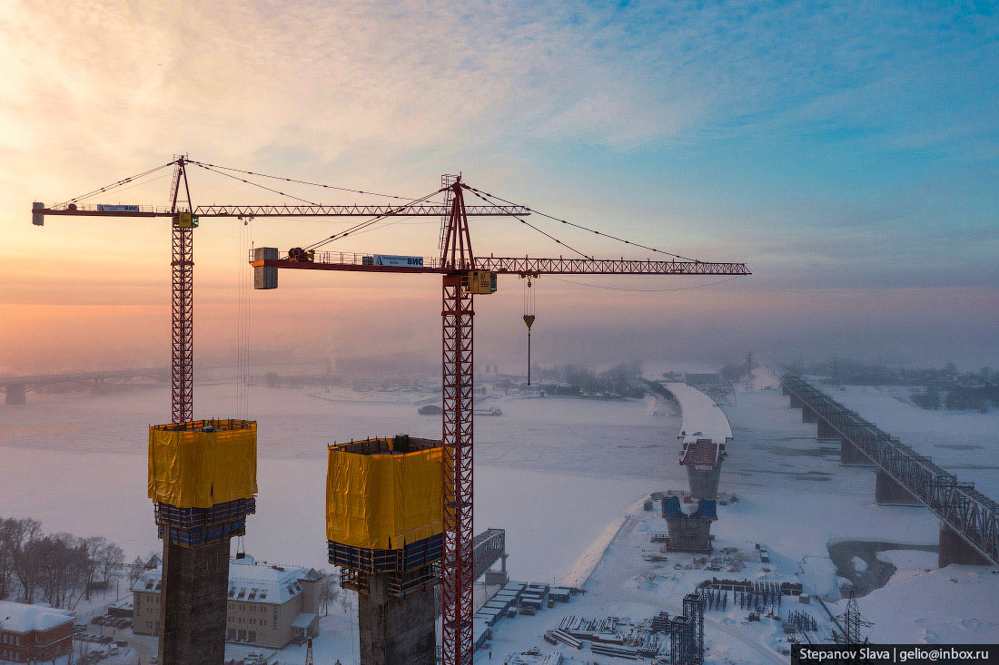 Строительство четвёртого моста через Обь в Новосибирске Строительство четвёртого моста через Обь в Новосибирске архитектура,Путешествия,фото