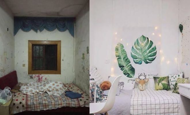 Студентку поселили в самую грязную комнату общежития, и она начала ремонт. За 2 недели помещение полностью поменялось