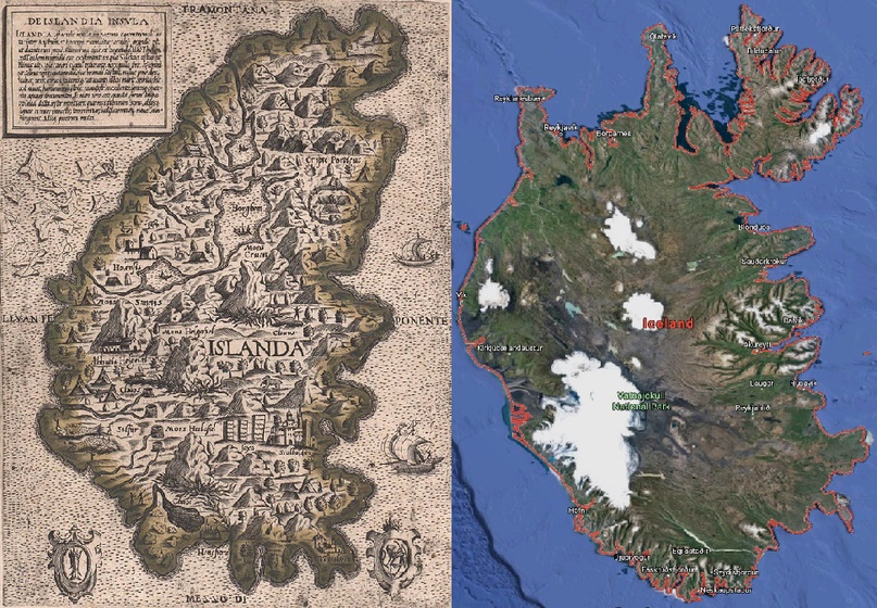 Глобальный катаклизм: Исчезнувшие мегаполисы в Исландии на картах 16 века, изображение №12