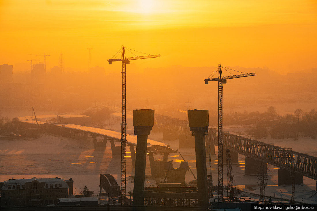 Строительство четвёртого моста через Обь в Новосибирске Строительство четвёртого моста через Обь в Новосибирске архитектура,Путешествия,фото