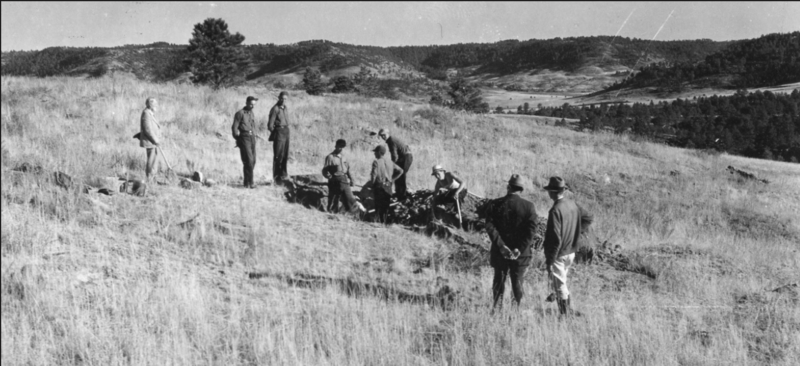 George Wieland (left) supervises an excavation at Fossil Cycad in 1935.