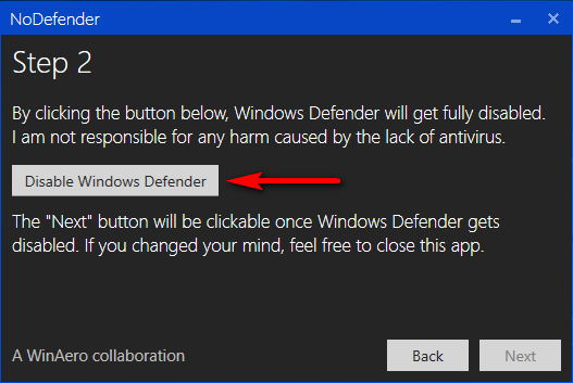Disable Windows Defender